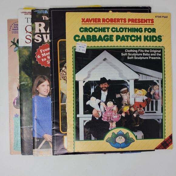 Vintage Brunswick Crochet Clothing for Cabbage Patch Kids Magazines Book Lot 5 - Picture 1 of 6